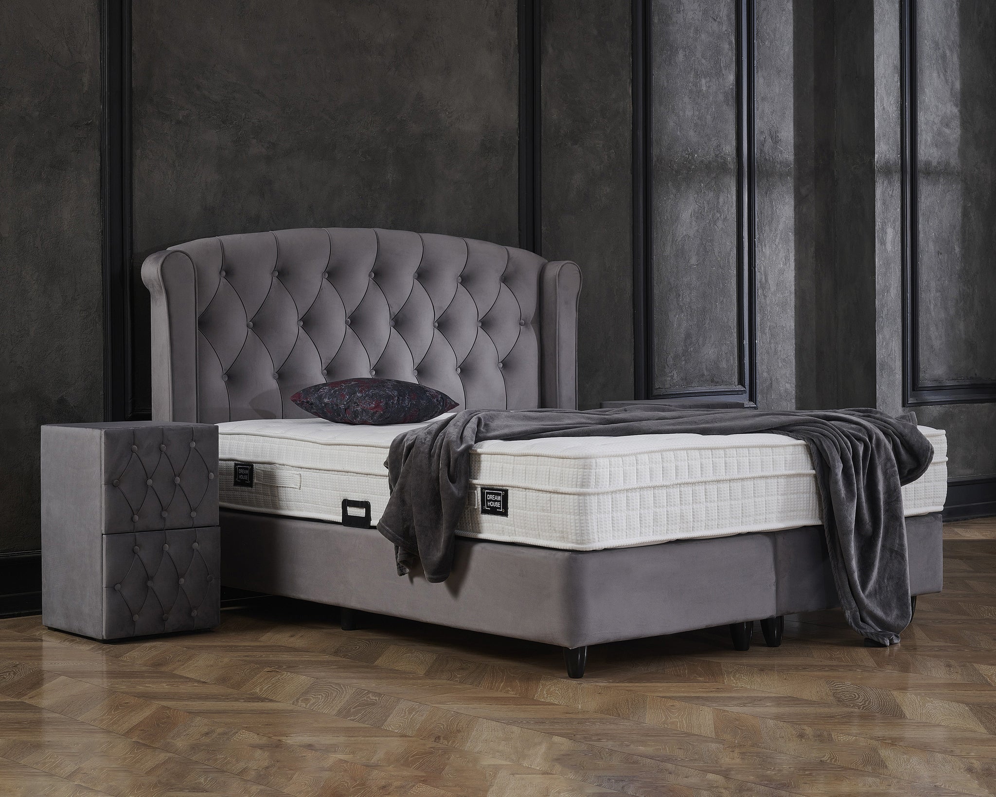 Opbergboxspring Aurora Velvet Antraciet 160x200