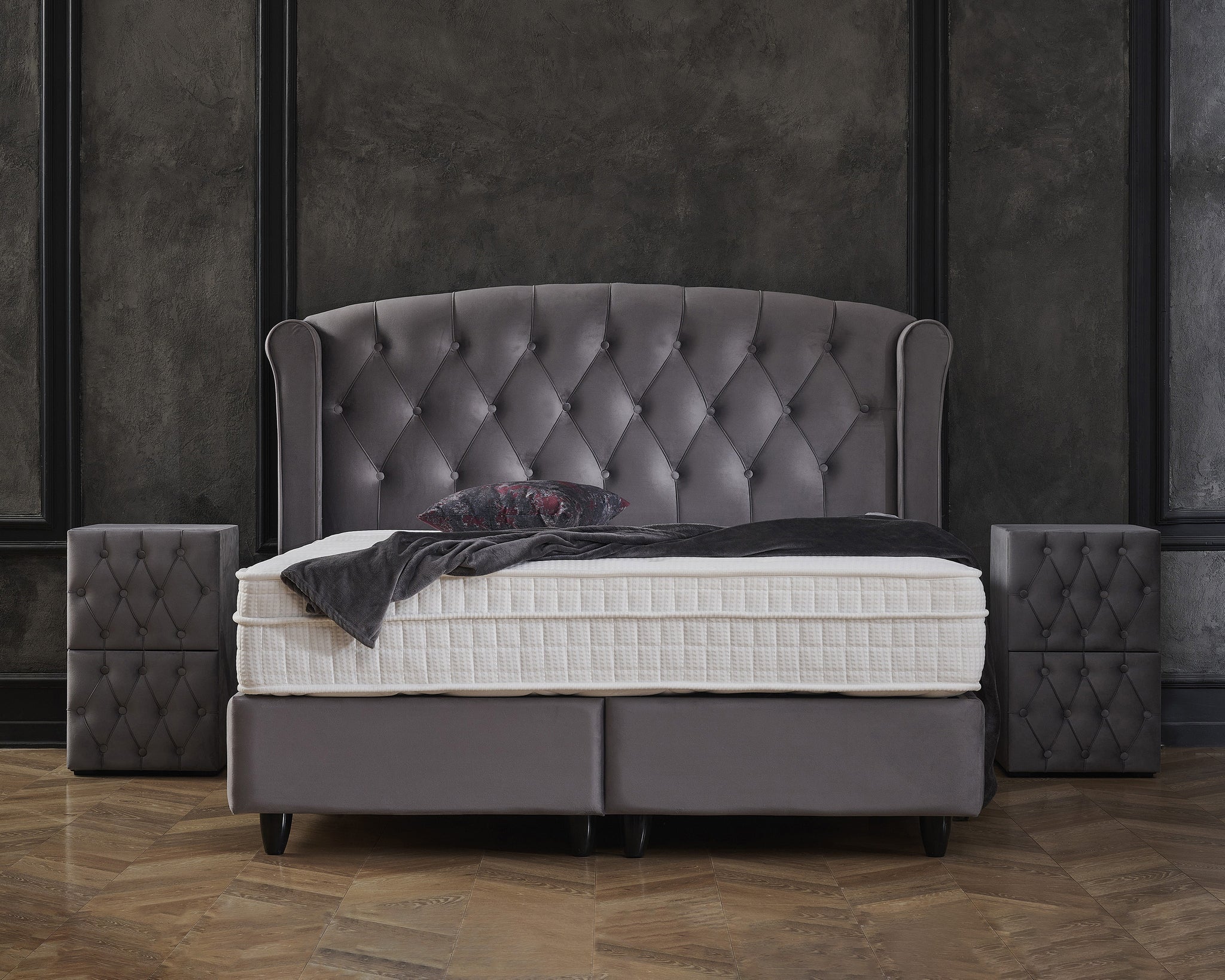 Opbergboxspring Aurora Velvet Antraciet 160x200
