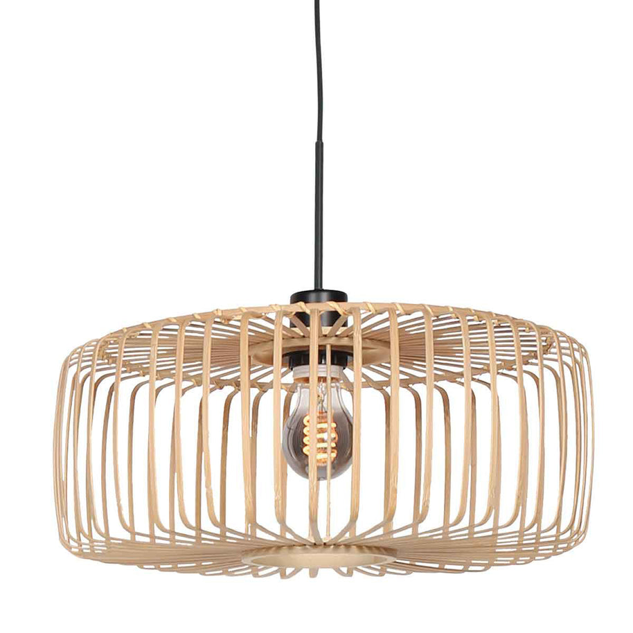 Hanglamp Breeza-Beach 4184ZW zwart met bamboe kap Ø60 cm