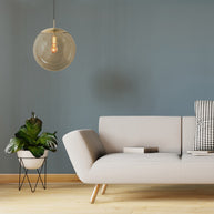 Hanglamp Bollique 4186ME messinglamp met amberglas Ø40 cm