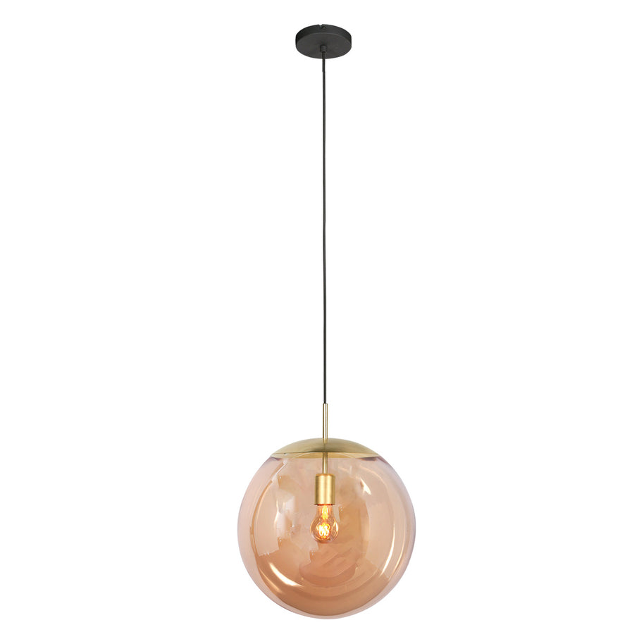 Hanglamp Bollique 4186ME messinglamp met amberglas Ø40 cm