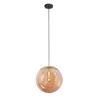 Hanglamp Bollique 4186ME messinglamp met amberglas Ø40 cm