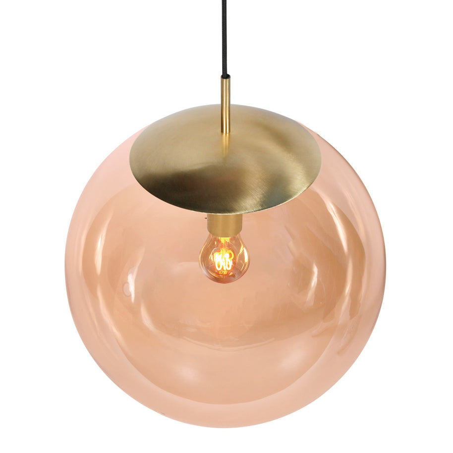 Hanglamp Bollique 4186ME messinglamp met amberglas Ø40 cm