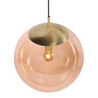 Hanglamp Bollique 4186ME messinglamp met amberglas Ø40 cm