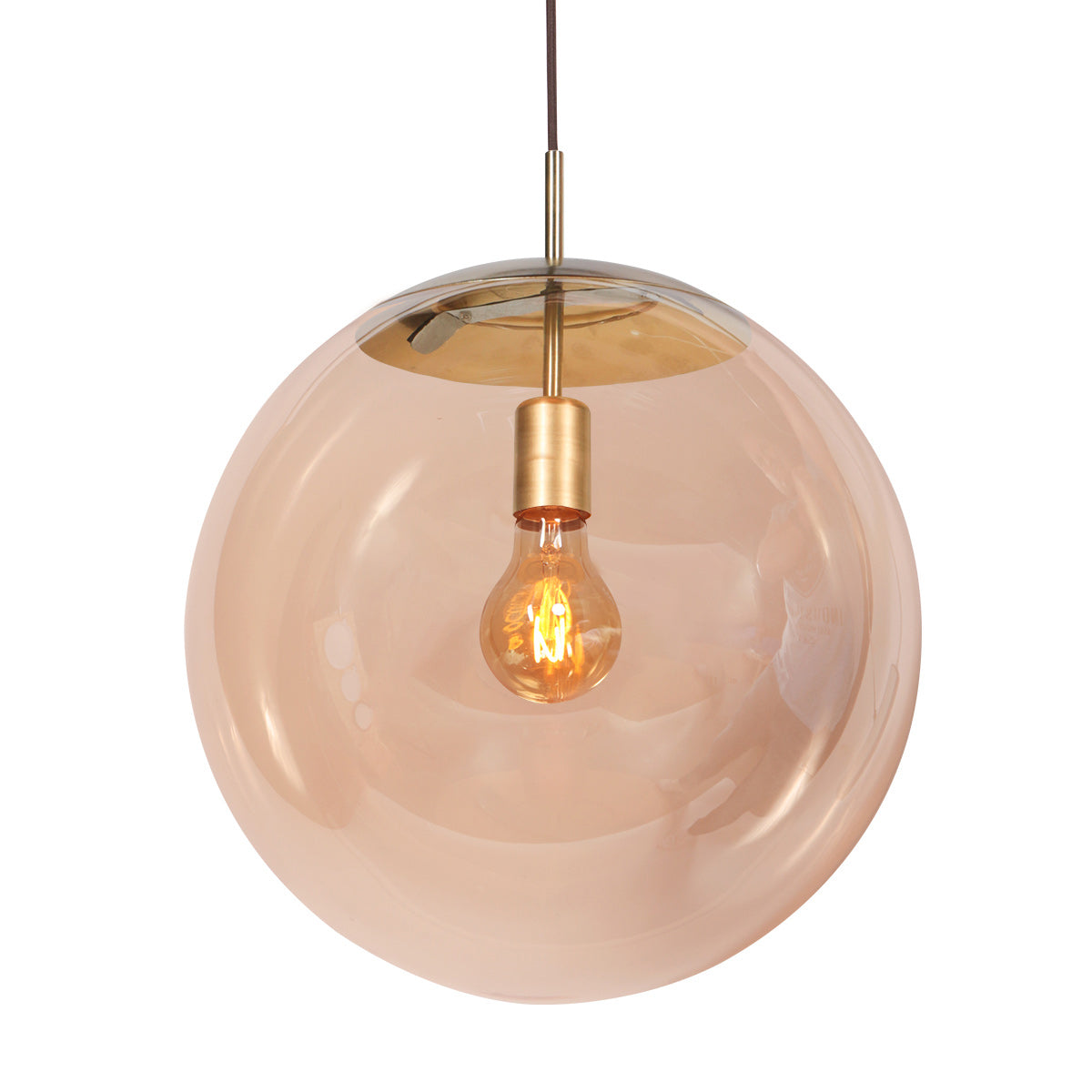 Hanglamp Bollique 4186ME messinglamp met amberglas Ø40 cm