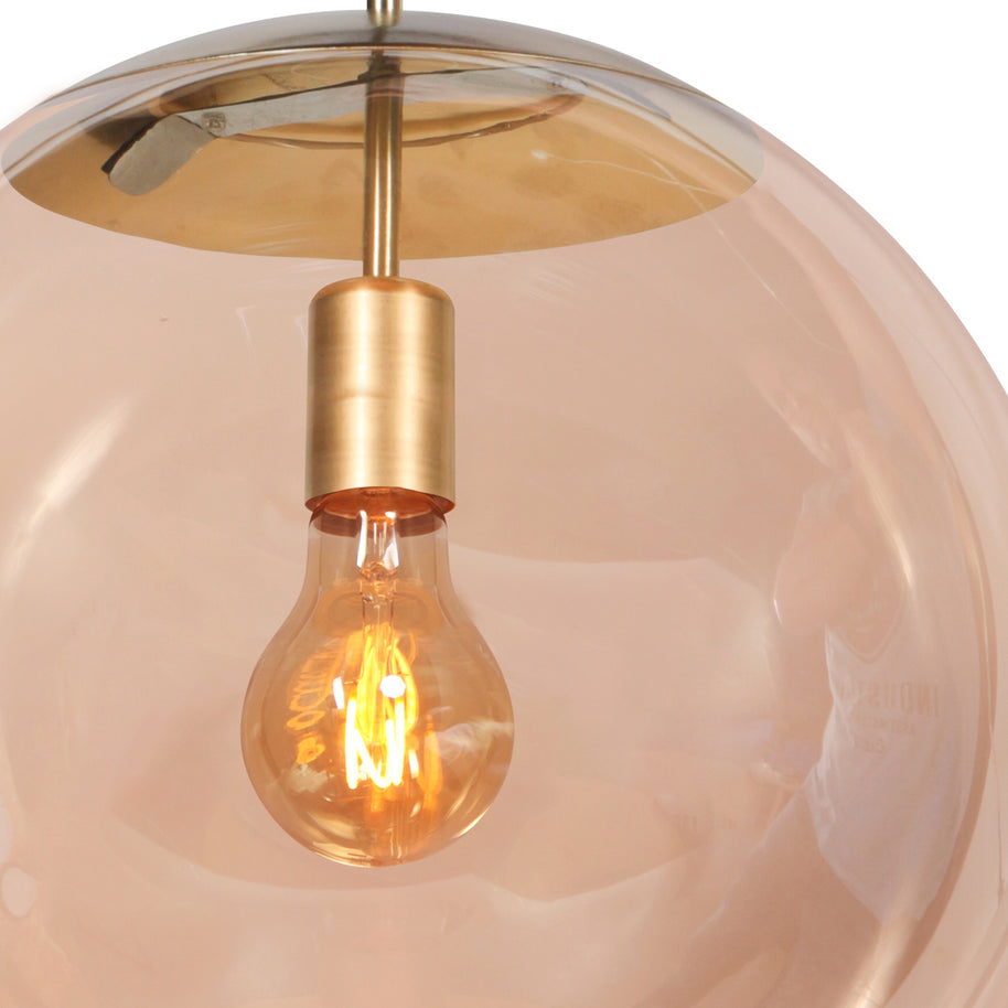 Hanglamp Bollique 4186ME messinglamp met amberglas Ø40 cm