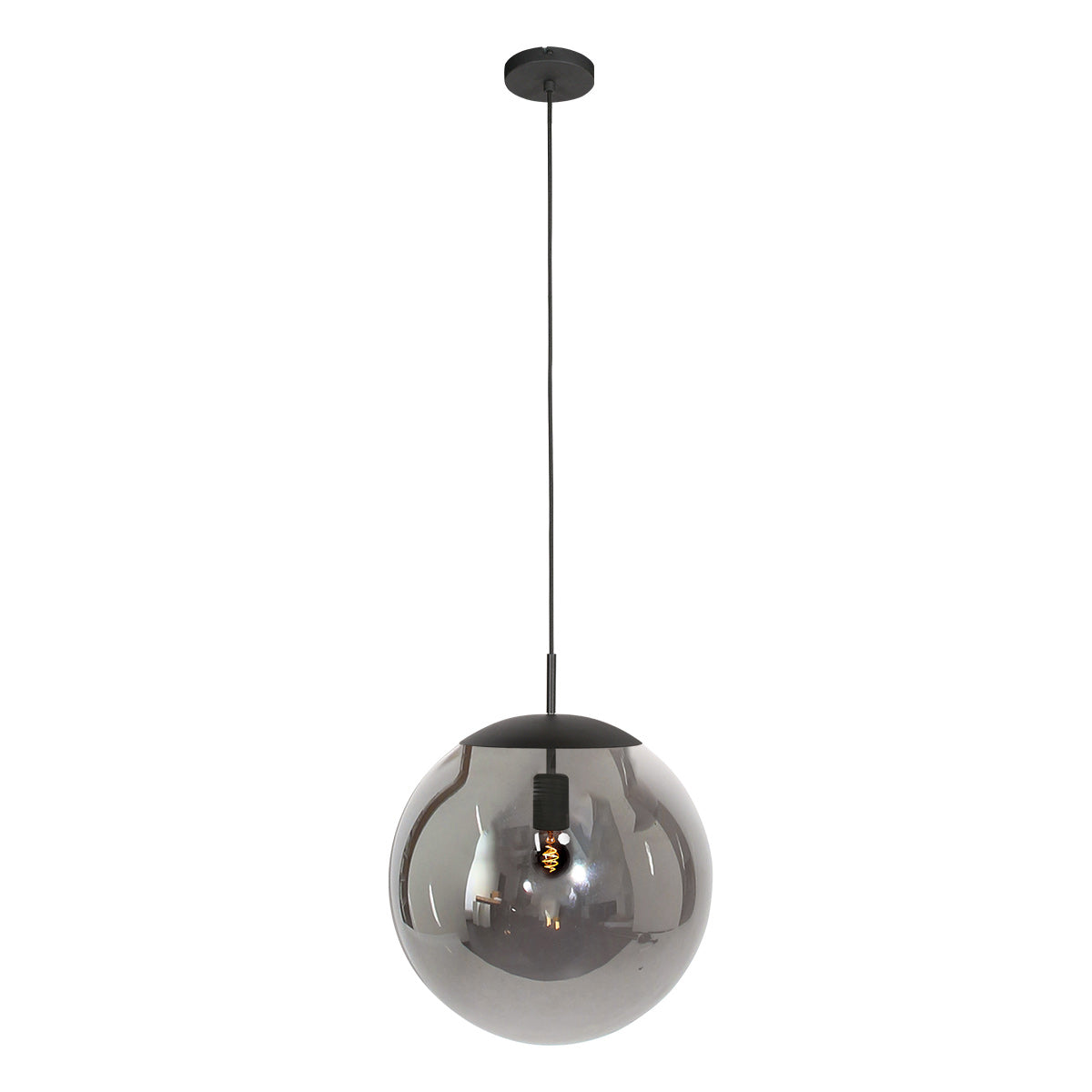 Hanglamp Bollique 4186ZW zwarte lamp met gerookt glas Ø40 cm