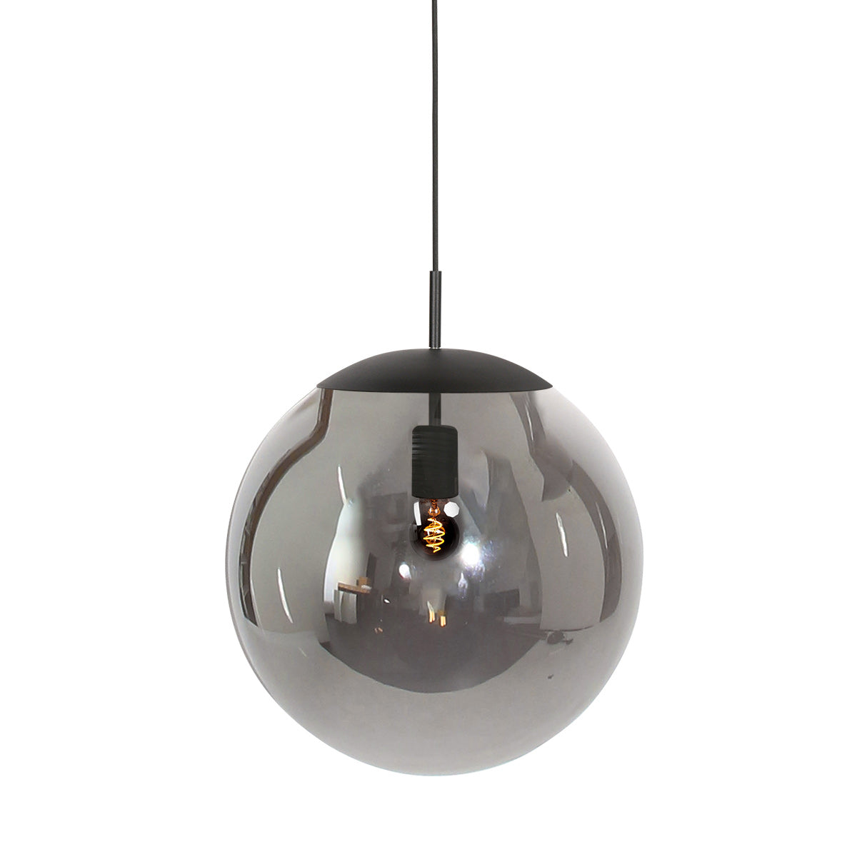 Hanglamp Bollique 4186ZW zwarte lamp met gerookt glas Ø40 cm