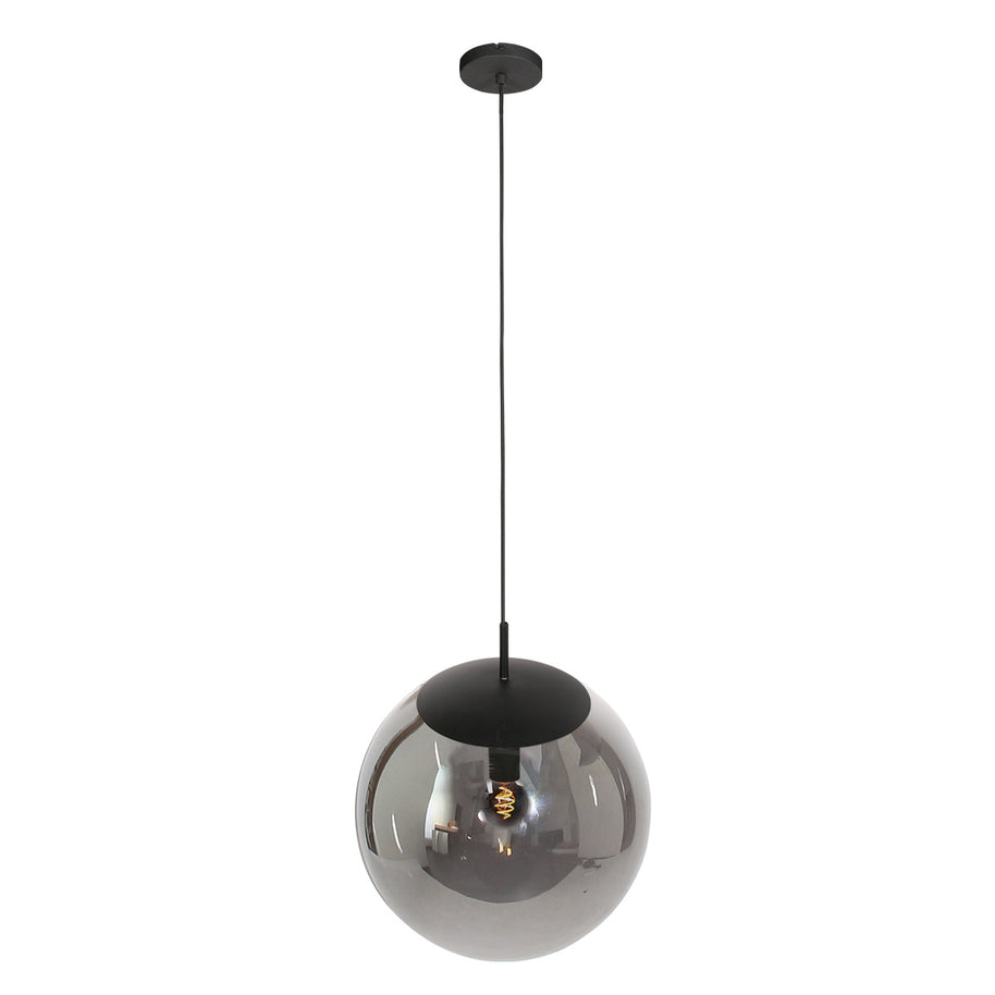 Hanglamp Bollique 4186ZW zwarte lamp met gerookt glas Ø40 cm
