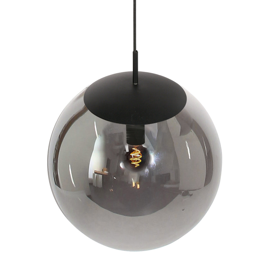 Hanglamp Bollique 4186ZW zwarte lamp met gerookt glas Ø40 cm
