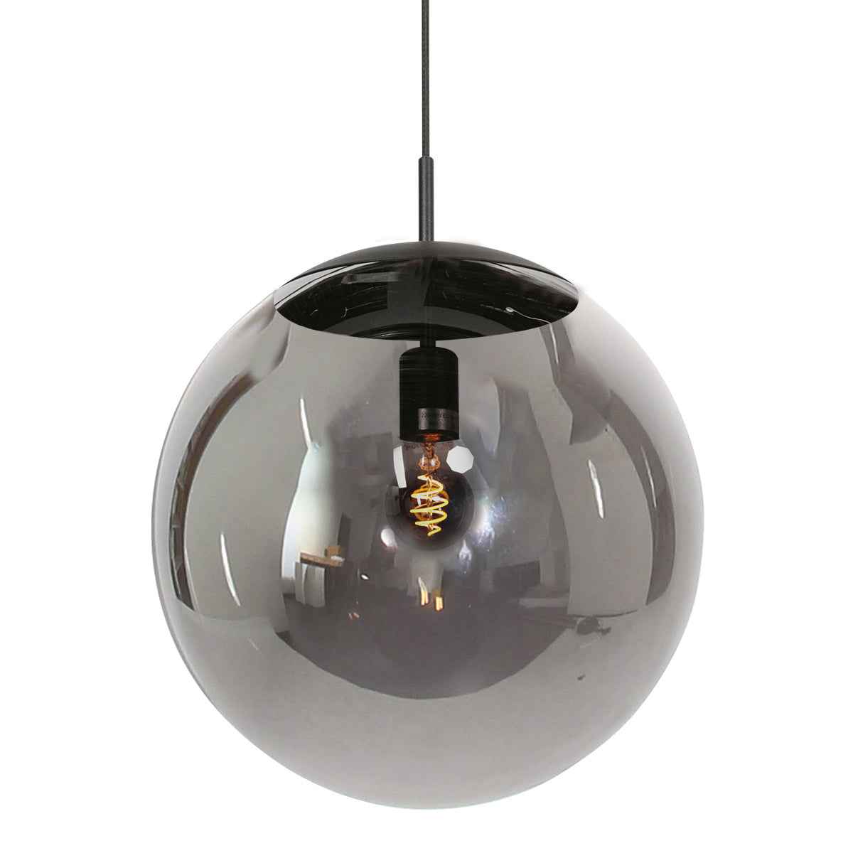 Hanglamp Bollique 4186ZW zwarte lamp met gerookt glas Ø40 cm