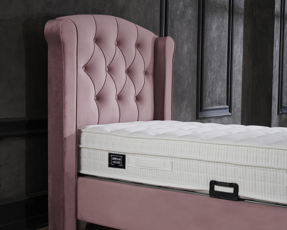 Opbergboxspring Aurora Velvet Roze 90x200