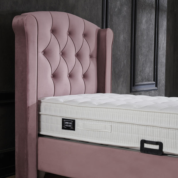 Opbergboxspring Aurora Velvet Roze 90x200