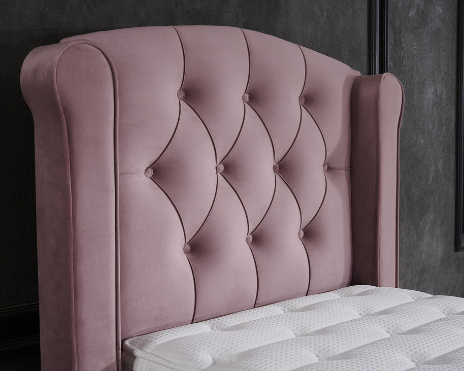 Opbergboxspring Aurora Velvet Roze 90x200