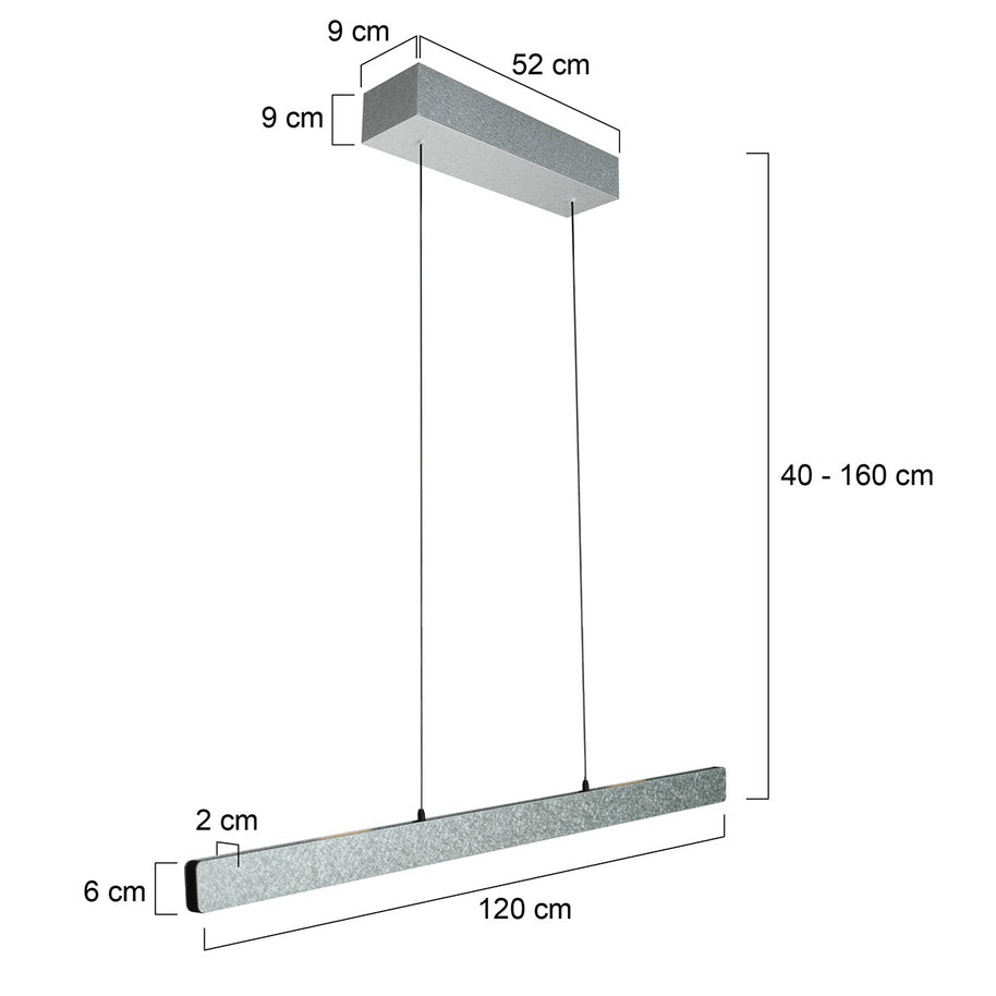 Champagne-staalkleurige hanglamp Fluxy 4189ST met kabellift 120 cm