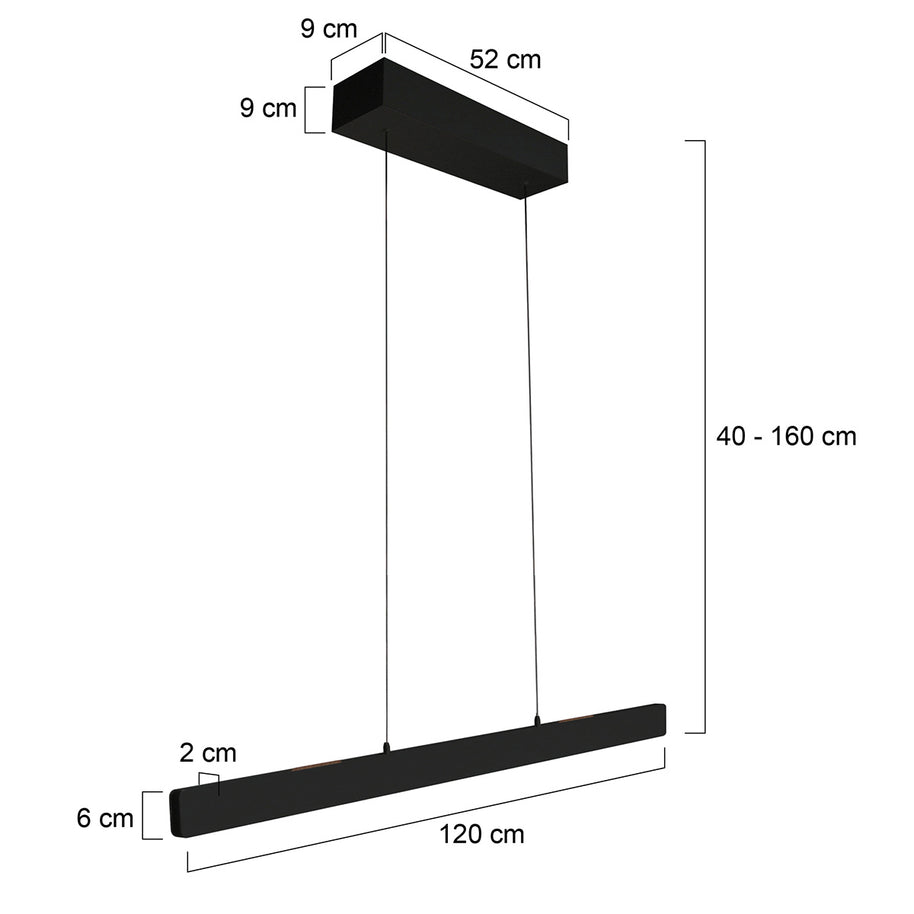 Zwarte hanglamp Fluxy 4189 – In hoogte verstelbaar tot 160 cm, breedte 120 cm