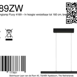 Zwarte hanglamp Fluxy 4189 – In hoogte verstelbaar tot 160 cm, breedte 120 cm
