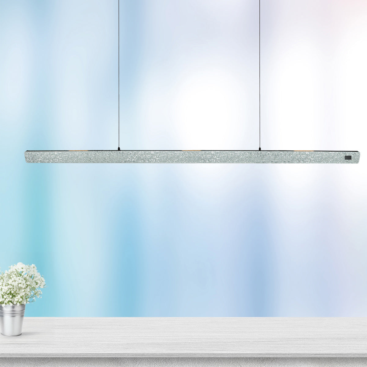 Champagne-staalkleurige hanglamp Fluxy 4190ST met kabellift 160 cm