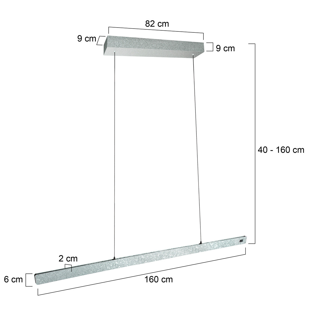 Champagne-staalkleurige hanglamp Fluxy 4190ST met kabellift 160 cm