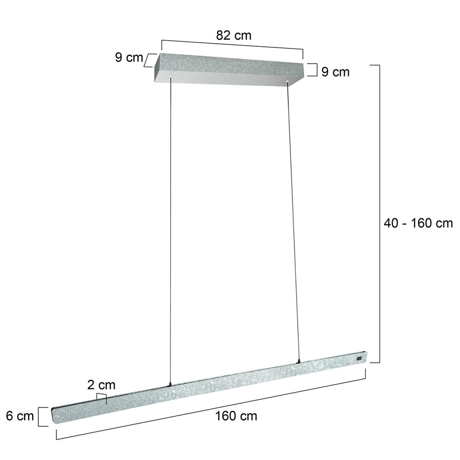 Champagne-staalkleurige hanglamp Fluxy 4190ST met kabellift 160 cm