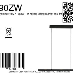 Zwarte hanglamp Fluxy 4190ZW – In hoogte verstelbaar tot 160 cm, breedte 160 cm
