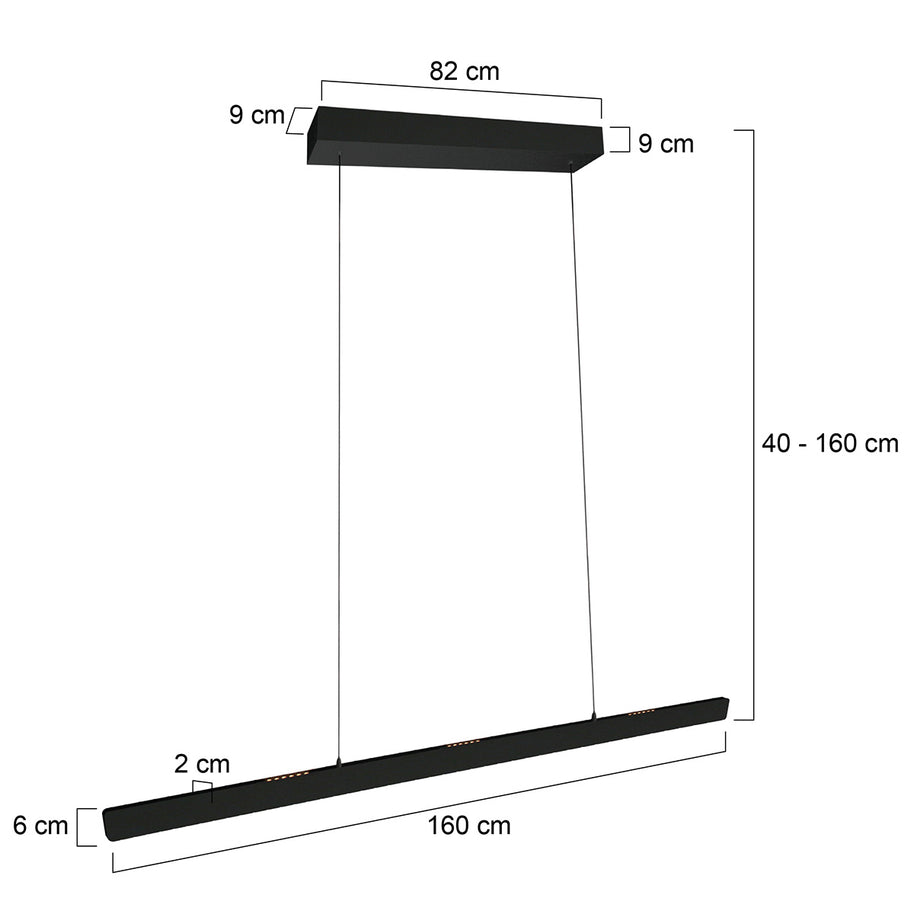 Zwarte hanglamp Fluxy 4190ZW – In hoogte verstelbaar tot 160 cm, breedte 160 cm