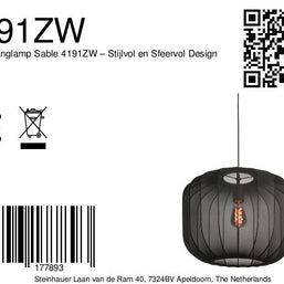 Zwarte hanglamp Sable 4191ZW – stijlvol en sfeervol ontwerp