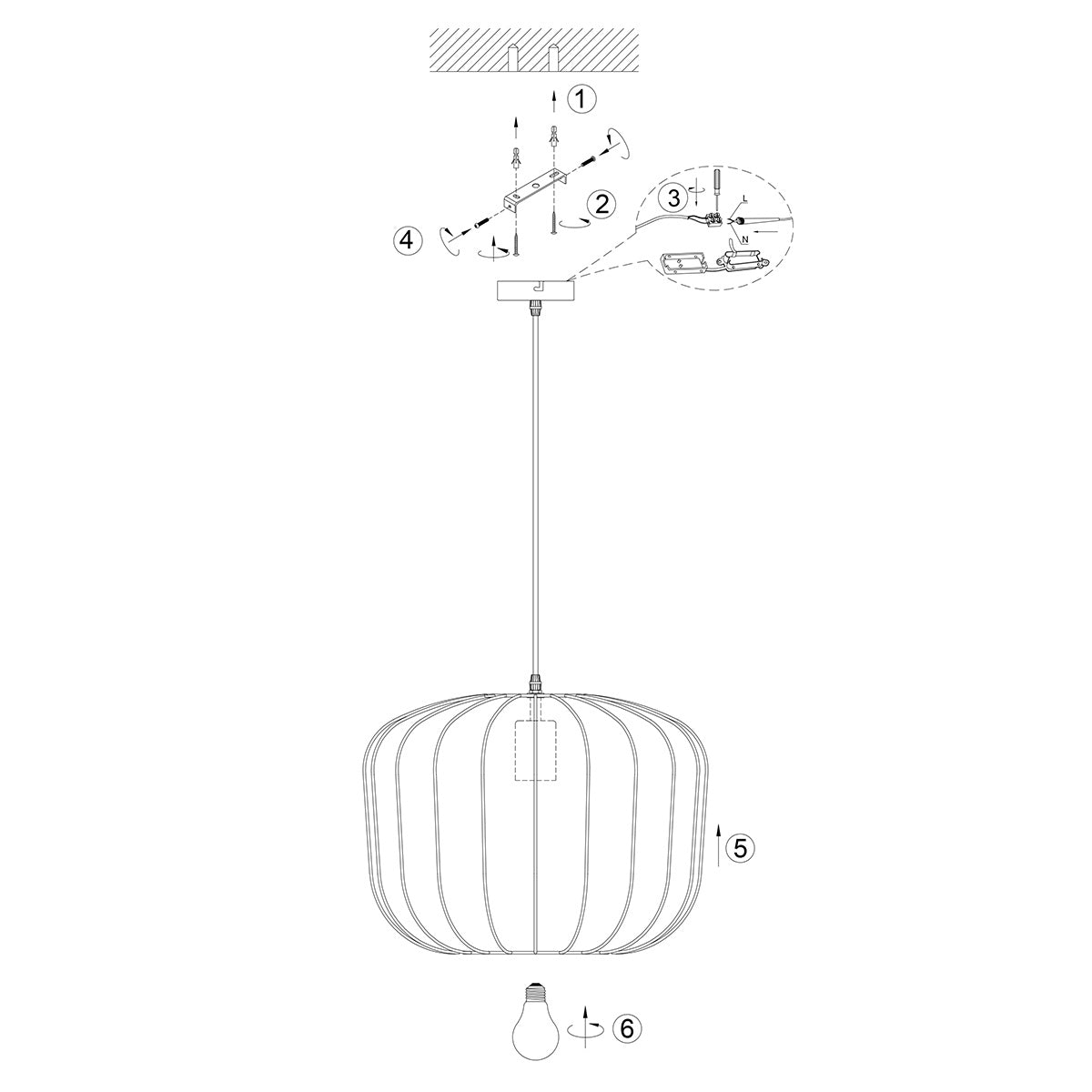 Zwarte Hanglamp Sable 4192ZW Stijlvolle Verlichting met Luxe Linnen Kap