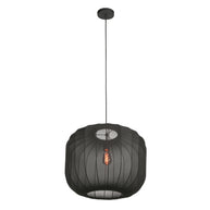 Zwarte Hanglamp Sable 4192ZW Stijlvolle Verlichting met Luxe Linnen Kap