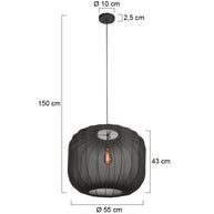 Zwarte Hanglamp Sable 4192ZW Stijlvolle Verlichting met Luxe Linnen Kap