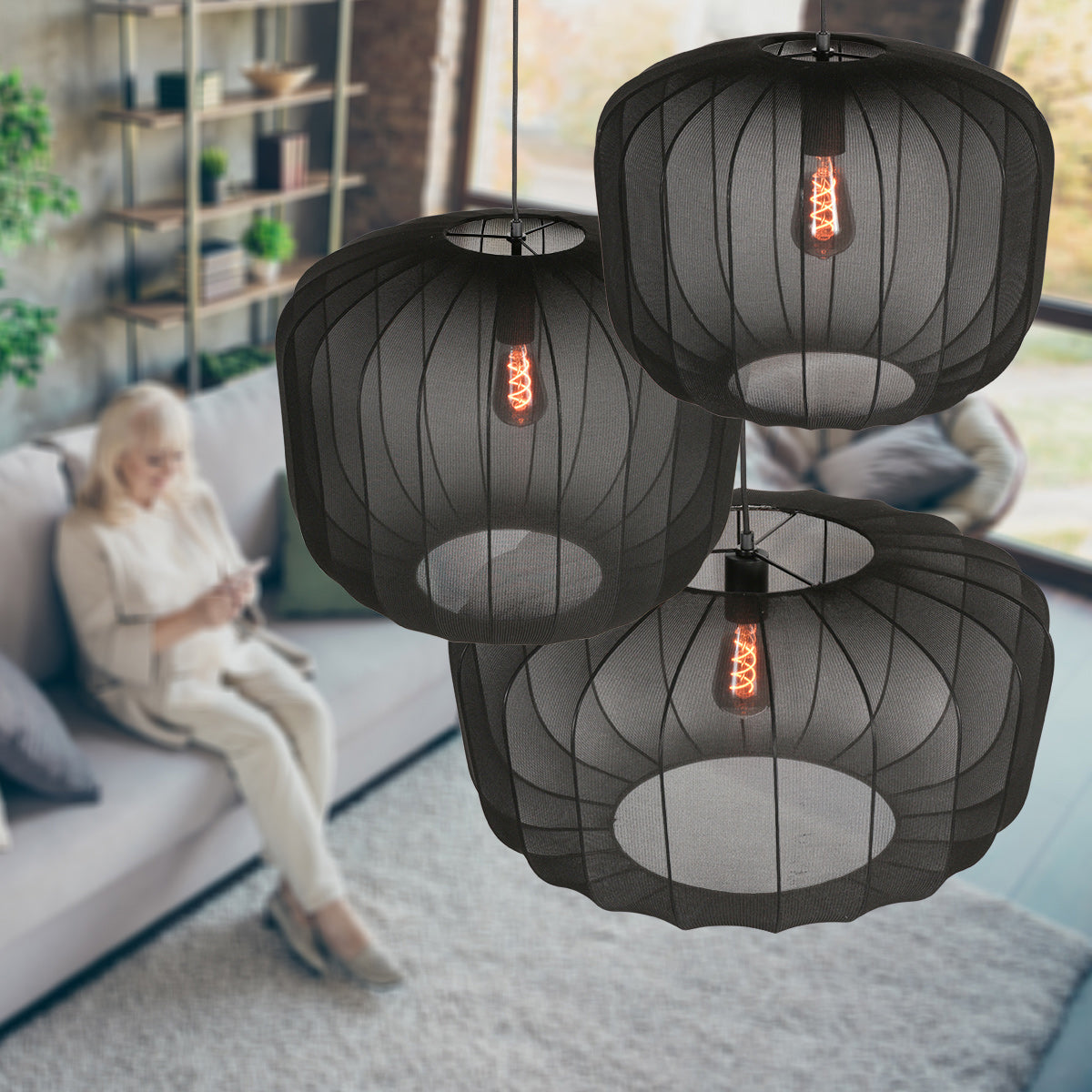 Zwarte Hanglamp Sable 4193ZW – Luxe en Sfeervolle Blikvanger