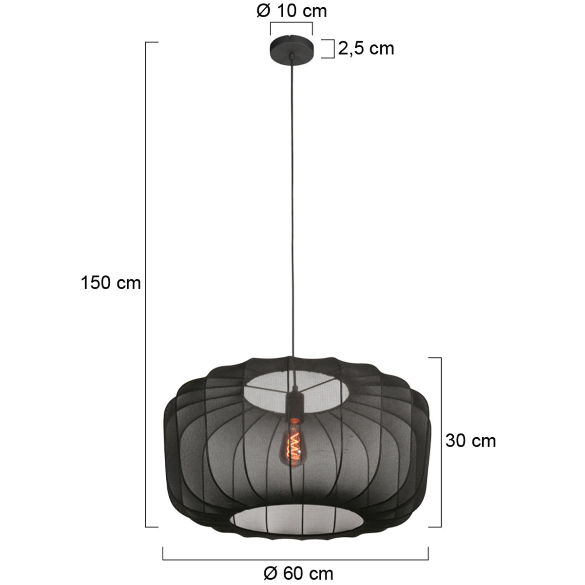Zwarte Hanglamp Sable 4193ZW – Luxe en Sfeervolle Blikvanger