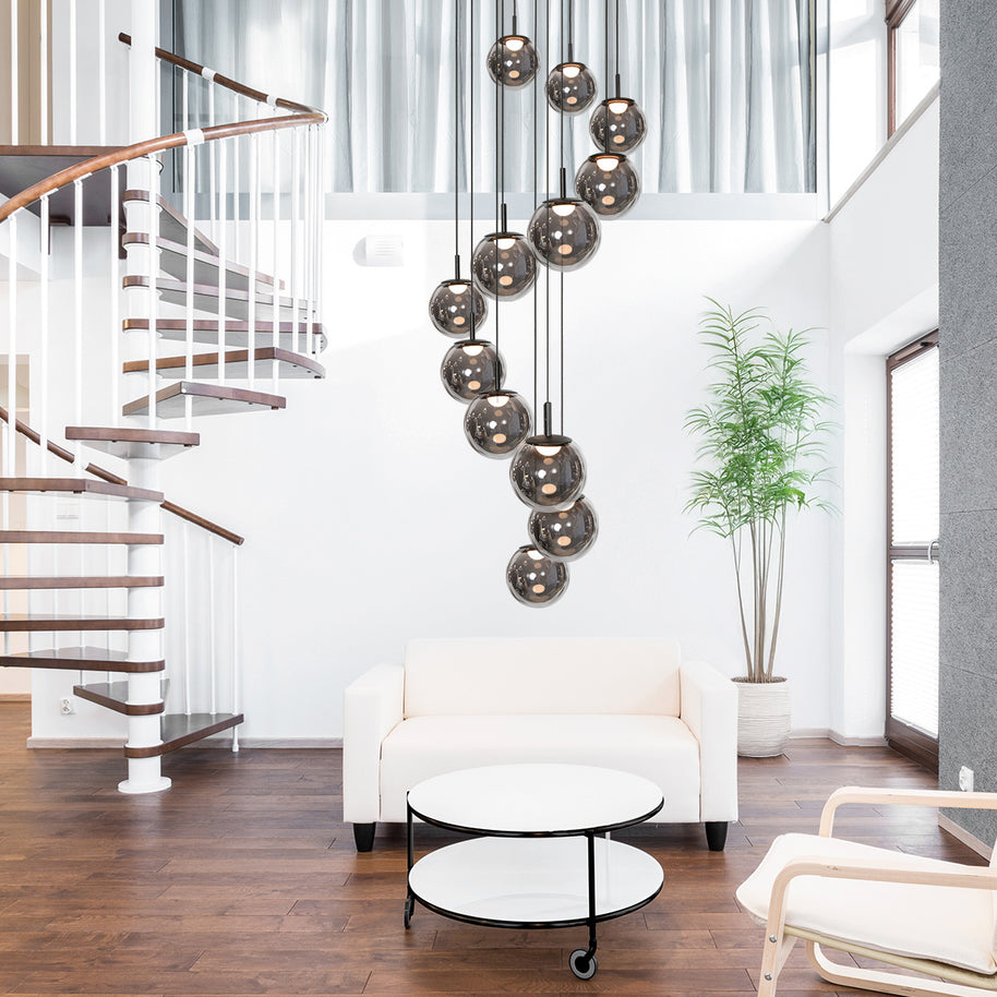 Hanglamp Bollique 4195ZW zwarte vide-lamp met 12 lichtpunten