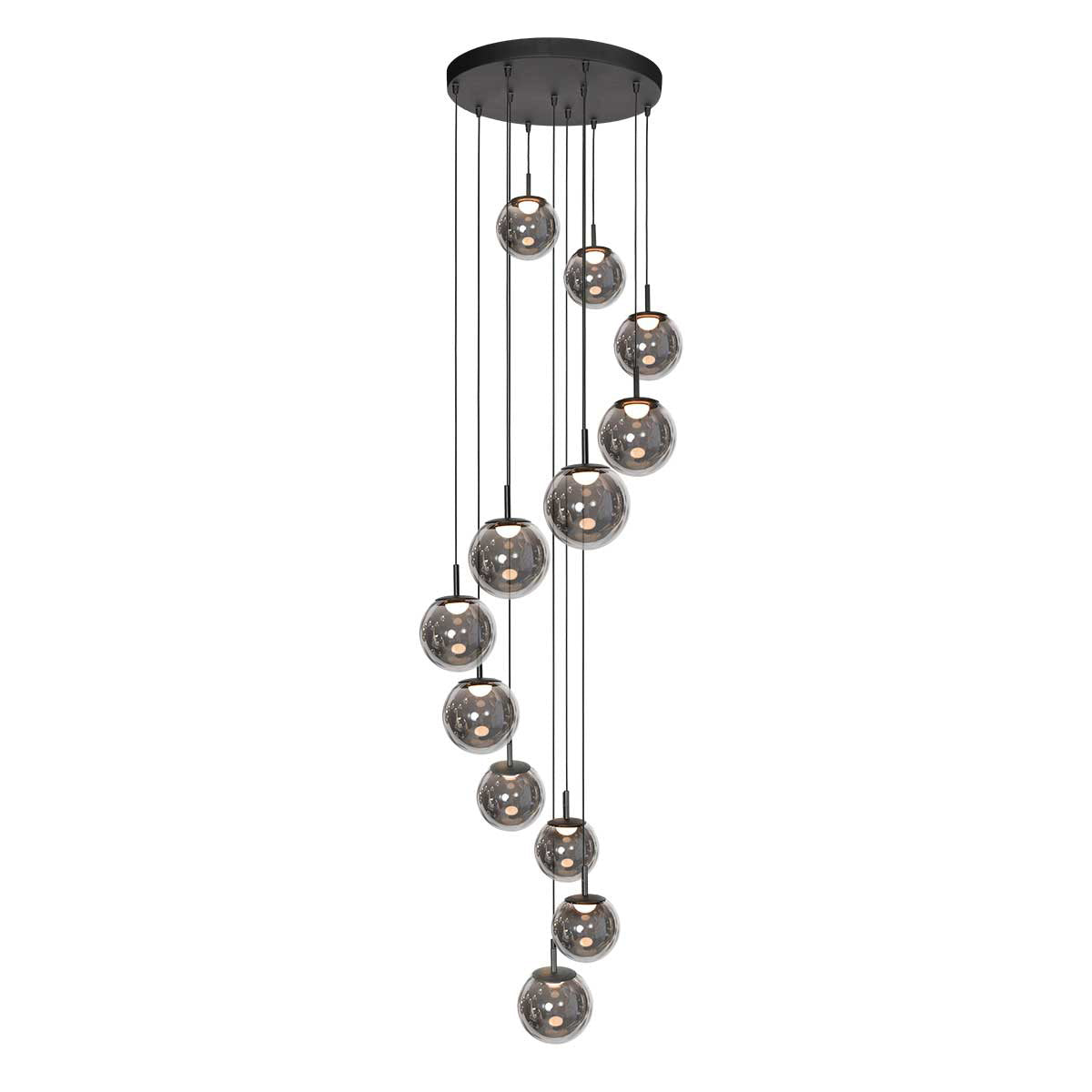 Hanglamp Bollique 4195ZW zwarte vide-lamp met 12 lichtpunten