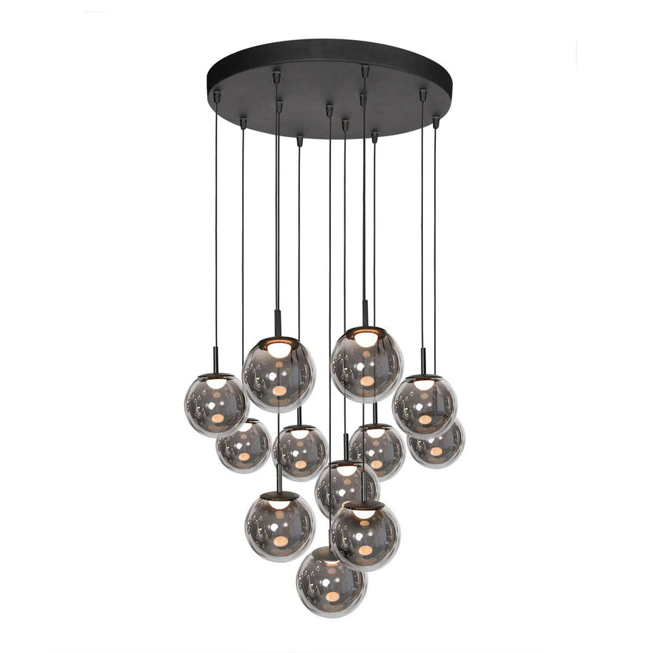 Hanglamp Bollique 4195ZW zwarte vide-lamp met 12 lichtpunten