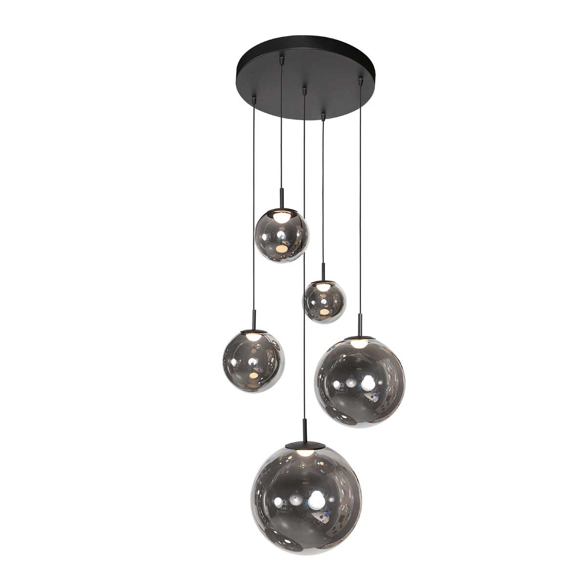 Hanglamp Bollique 4196ZW zwarte videlamp met rookglas