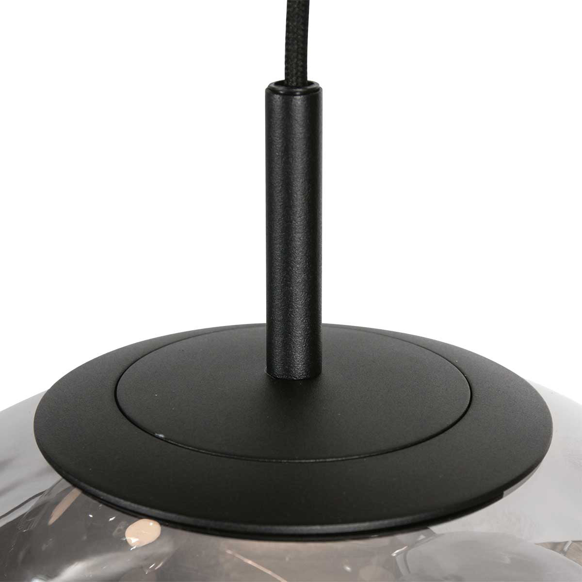 Hanglamp Bollique 4196ZW zwarte videlamp met rookglas