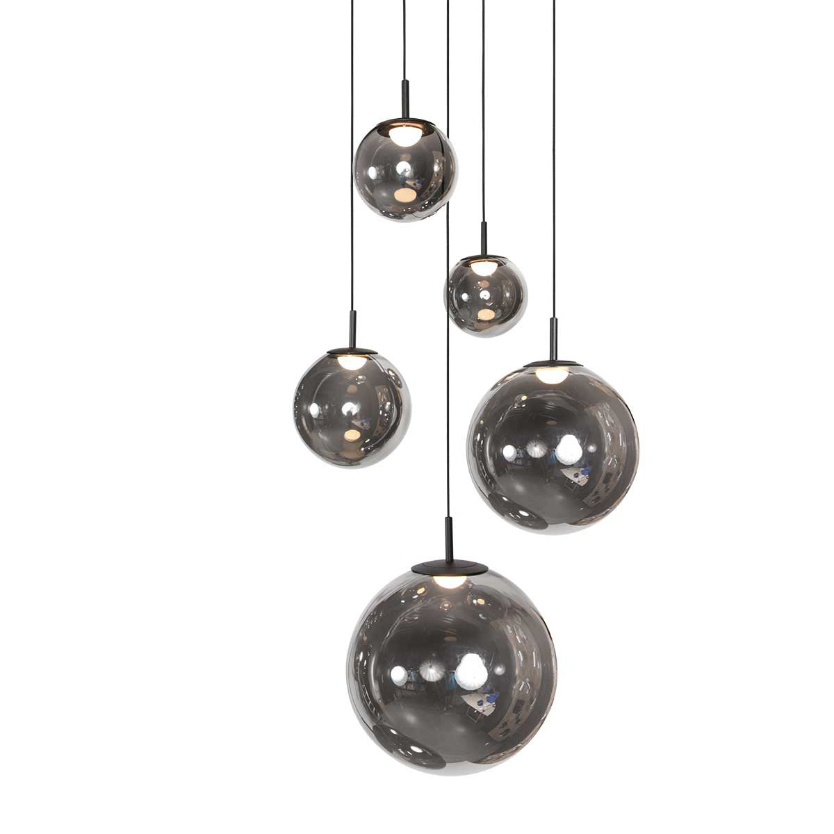 Hanglamp Bollique 4196ZW zwarte videlamp met rookglas