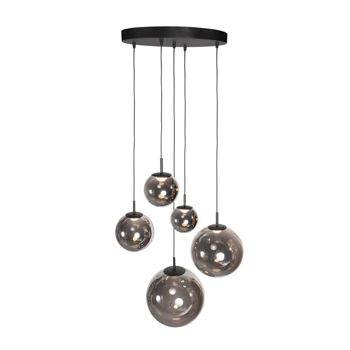 Hanglamp Bollique 4196ZW zwarte videlamp met rookglas