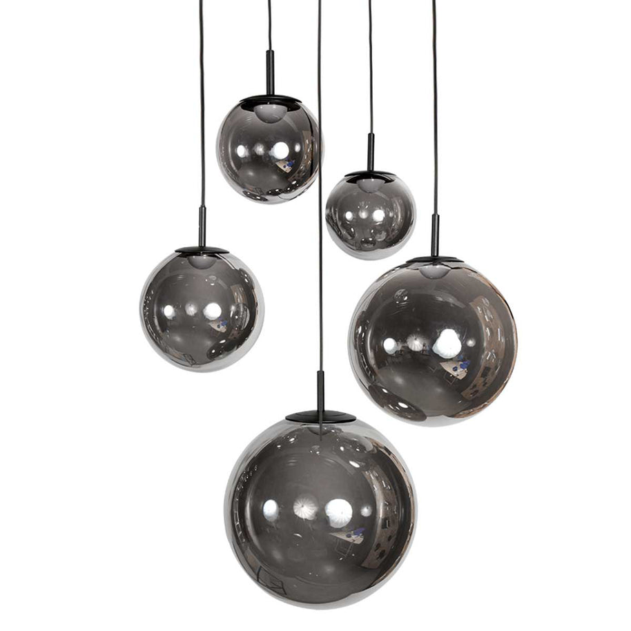 Hanglamp Bollique 4196ZW zwarte videlamp met rookglas
