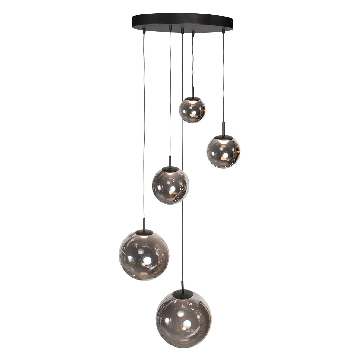 Hanglamp Bollique 4196ZW zwarte videlamp met rookglas