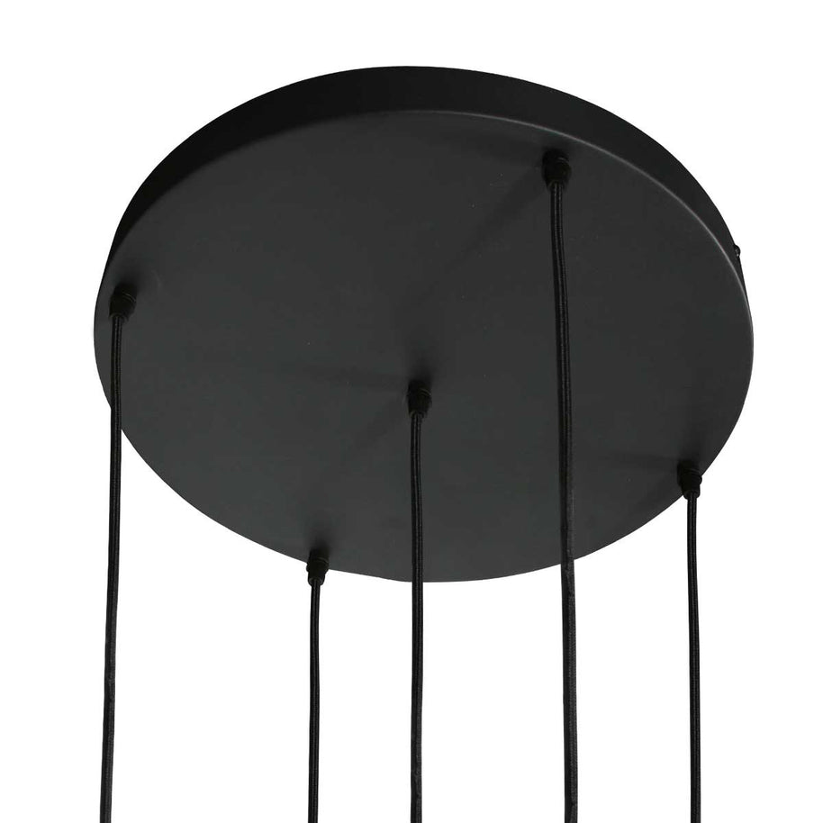 Glimsy 4198ZW hanglamp 5-lichts met smokegekleurde glazen