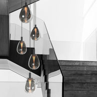 Glimsy 4198ZW hanglamp 5-lichts met smokegekleurde glazen