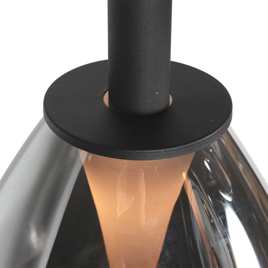 Glimsy 4198ZW hanglamp 5-lichts met smokegekleurde glazen