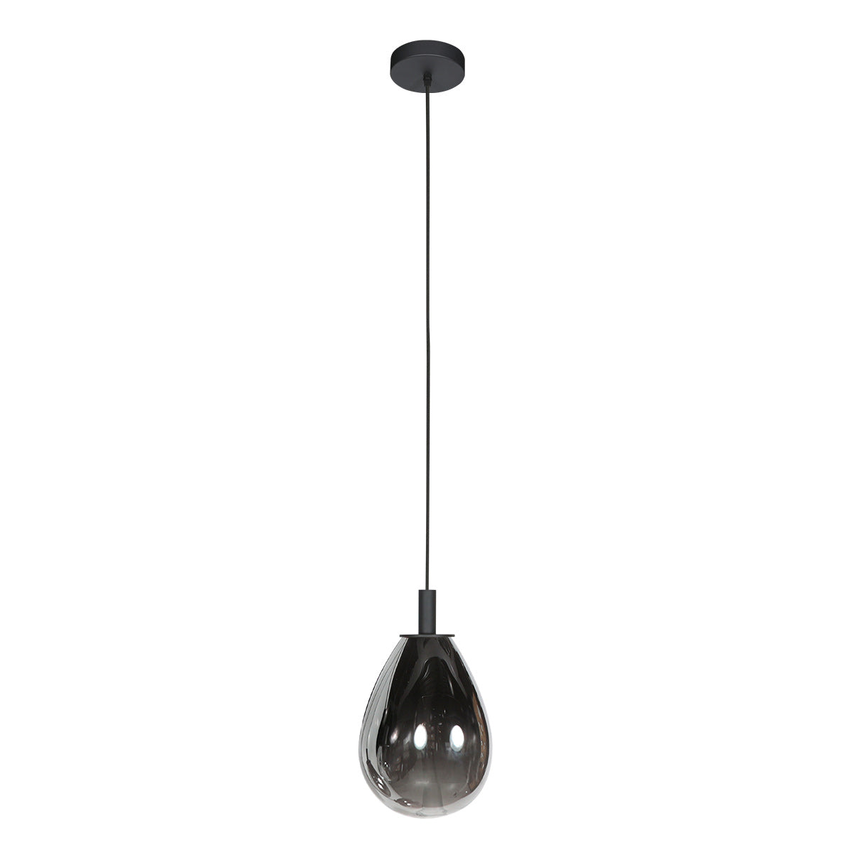 Glimsy 4199ZW hanglamp – zwart glas Ø22 cm