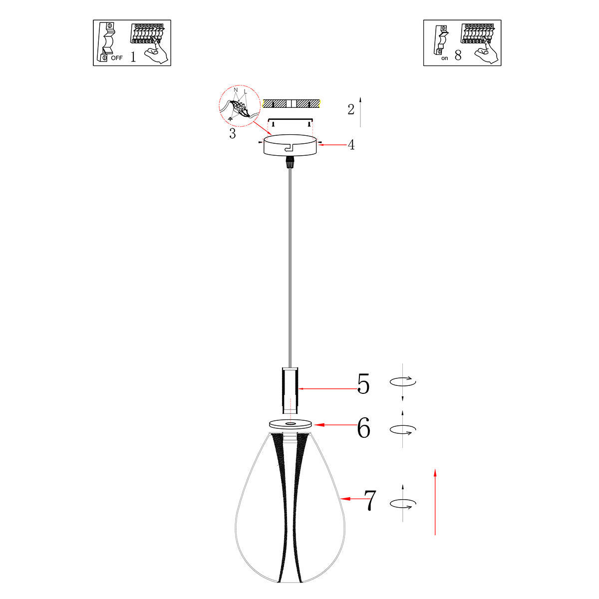 Glimsy 4200ZW Hanglamp – Zwart Glas Ø14,5 cm