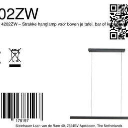 BrightLine 4202ZW – Strakke hanglamp voor boven je tafel, bar of kookeiland