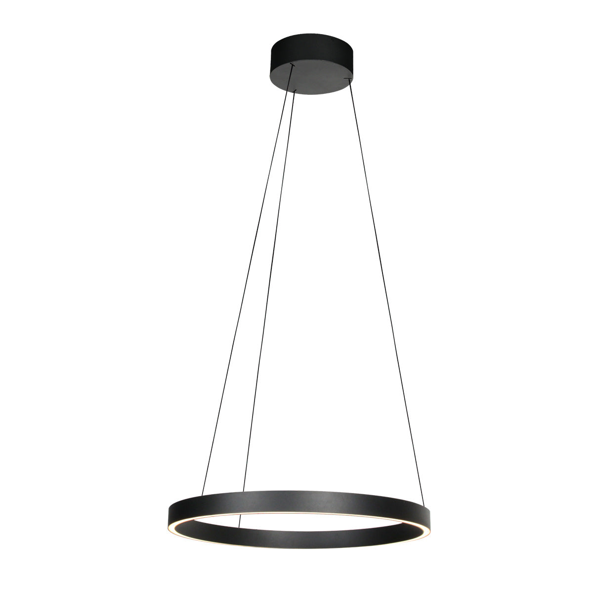 Ronde zwarte hanglamp Mykty 4203ZW – 60 cm diameter, in hoogte verstelbaar met kabellift, 7800 lumen