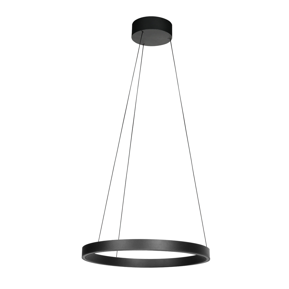 Ronde zwarte hanglamp Mykty 4203ZW – 60 cm diameter, in hoogte verstelbaar met kabellift, 7800 lumen