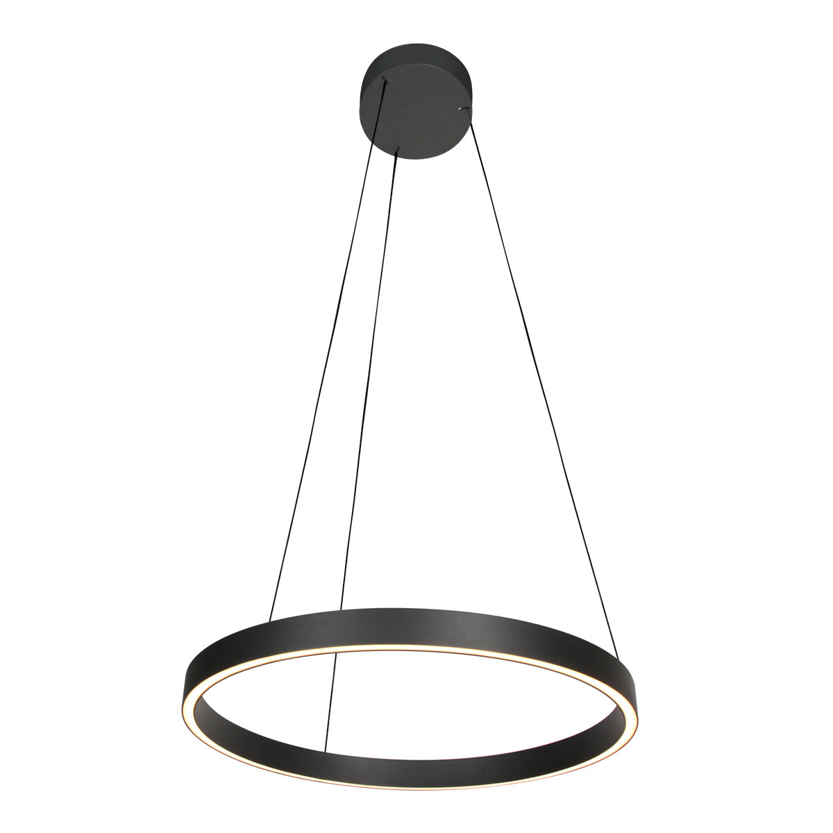Ronde zwarte hanglamp Mykty 4203ZW – 60 cm diameter, in hoogte verstelbaar met kabellift, 7800 lumen